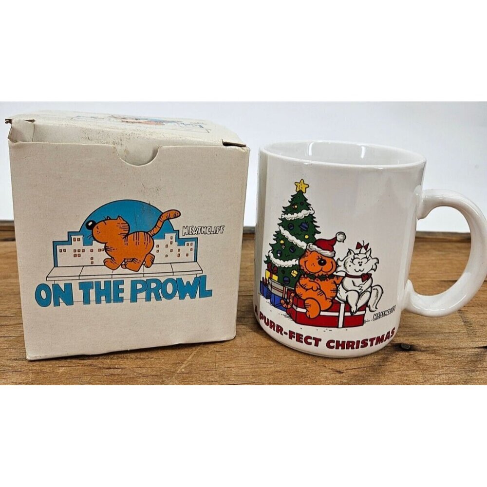 VTG In Box Heathcliff Cat A Purr-Fect Christmas Coffee Cup Mug Sonja